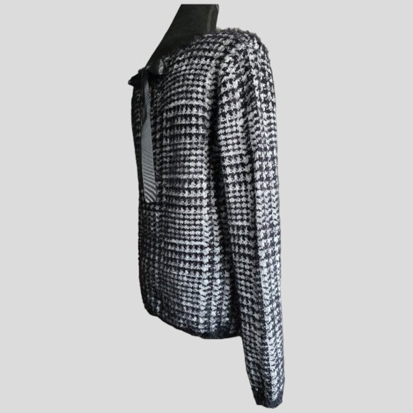 NWOT AVA COUTURE (MED) Long Sleeve Ribbon/Fringe Edge Embellished Sweater - Picture 4 of 11